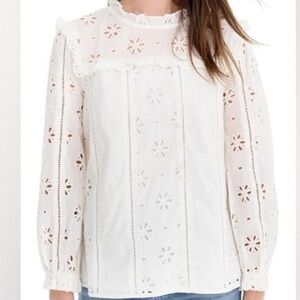 Elegant J Crew White Eyelet Women's Top